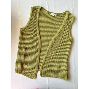 Moon River (Anthropologie) Crochet Olive Green Vest w/ Hook Clasps: Sz Large